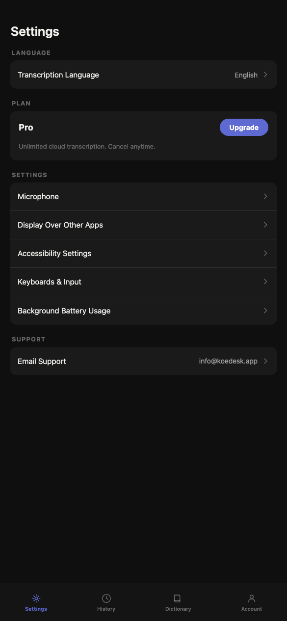 Language Settings