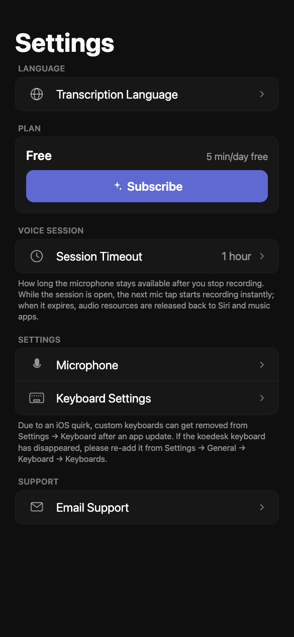 Language Settings